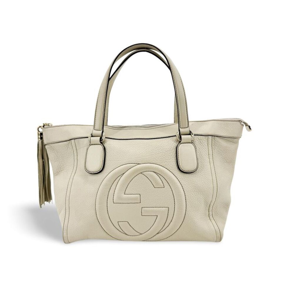 Gucci Soho Zip Leather Beige Leather Tote Bag Bag